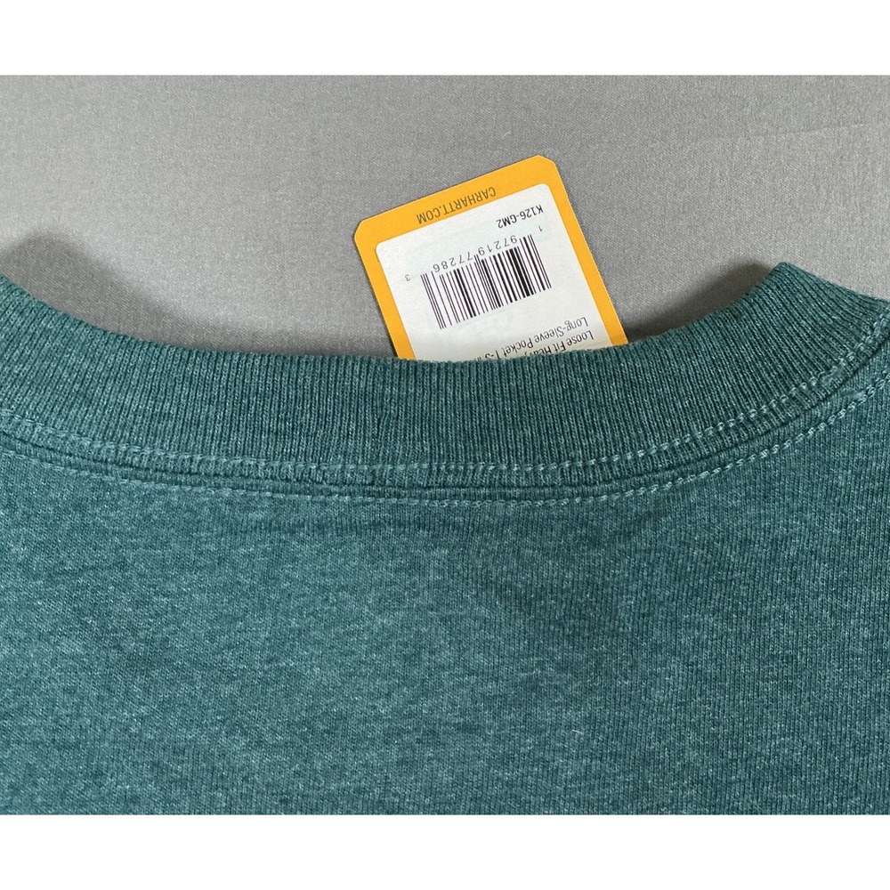 Carhartt Mens Loose Fit Heavyweight Long-Sleeve Pocket T-Shirt Green M K126-GM2 - Picture 10 of 12